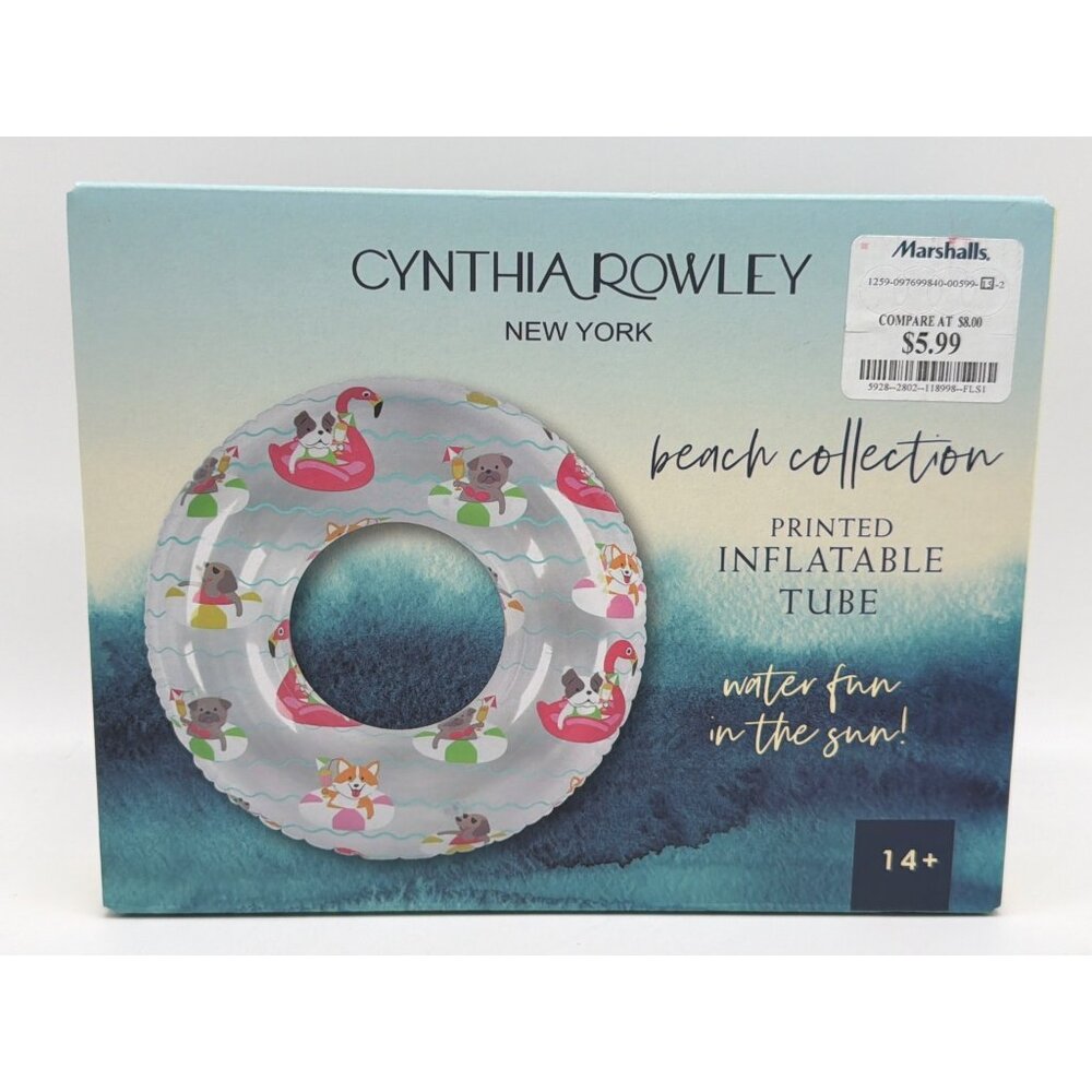 Dogs Cynthia Rowley Printed Inflatable Tube 41" Diameter Beach Float For Adults